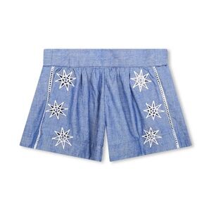 Chloe Light Blue Star Embroidered Bermudas